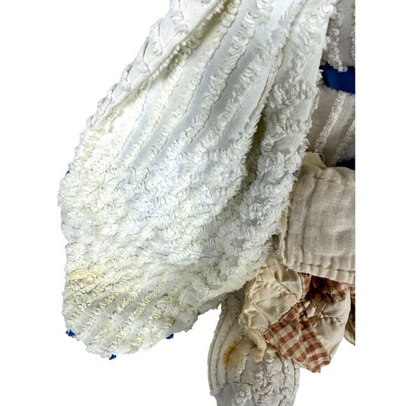 Chenille Handmade Large Eared Vintage Bunny Rabbit w/Quilted Blanket-READ - Picture 7 of 9